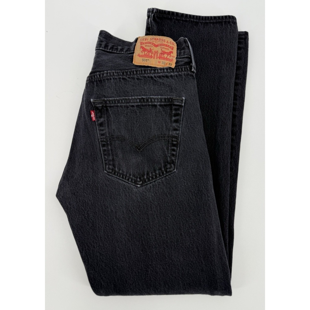 Levis 501 Jeans Mens 32x29* Black Straight Leg Button Fly Cotton Denim Pants